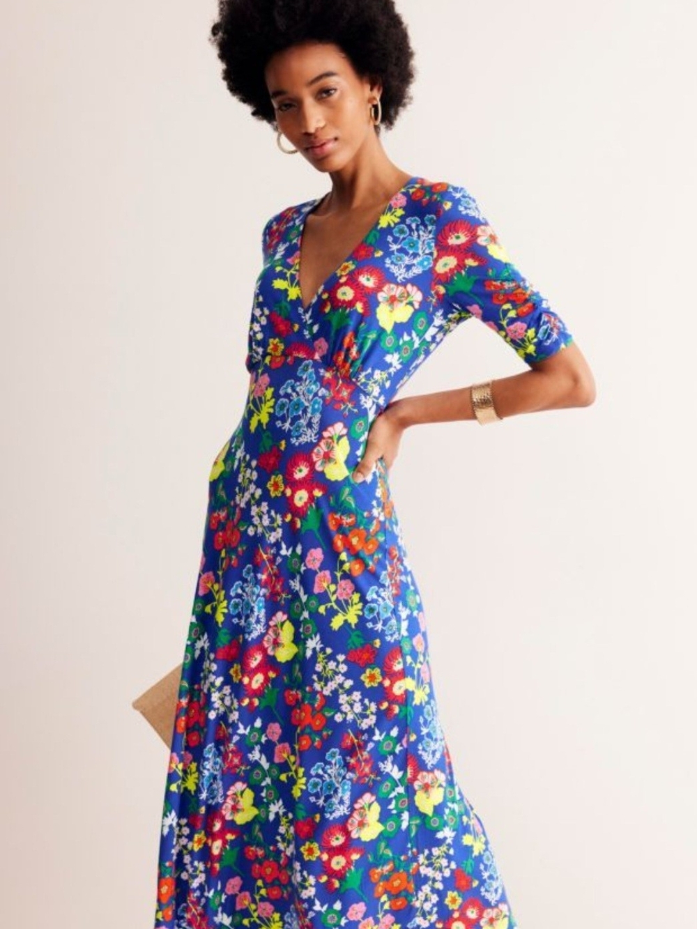 Boden Rebecca Jersey Maxi  Dress Blue Wildflower Cluster Floral 14R